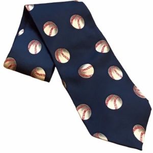 Navy Baseball Tie by Structure, Mens Silk Tie